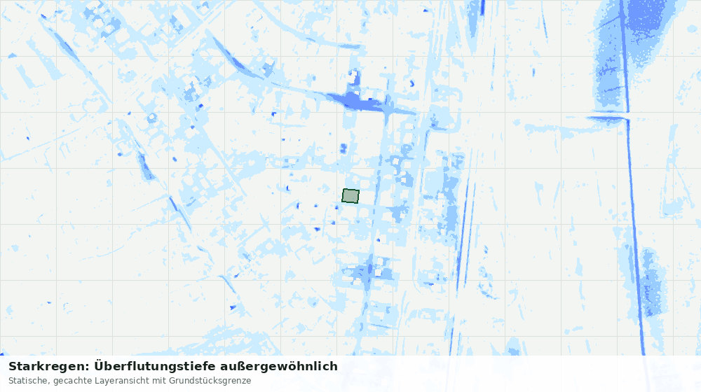 Statische Kartenansicht: Starkregen: Überflutungstiefe außergewöhnlich