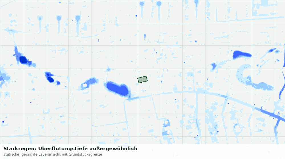 Statische Kartenansicht: Starkregen: Überflutungstiefe außergewöhnlich