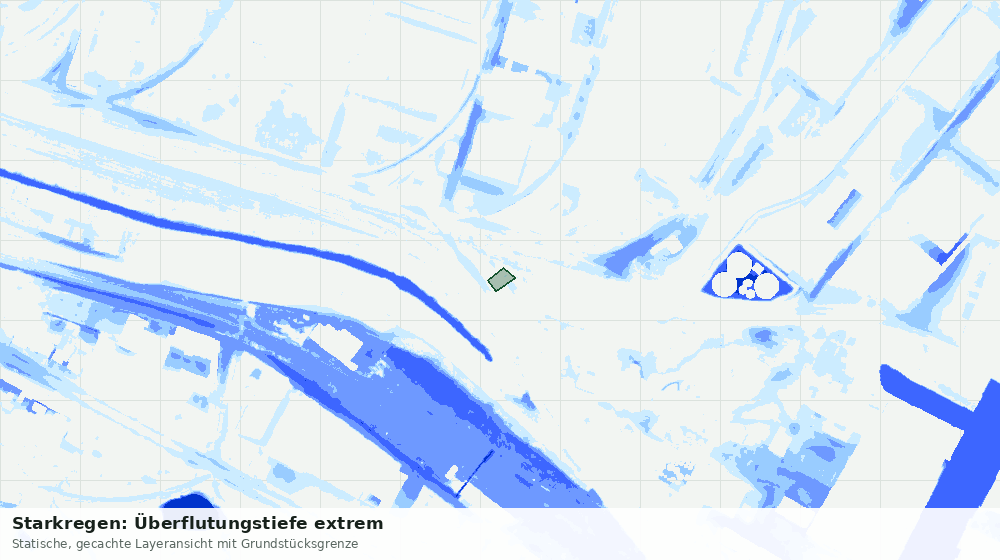 Statische Kartenansicht: Starkregen: Überflutungstiefe extrem
