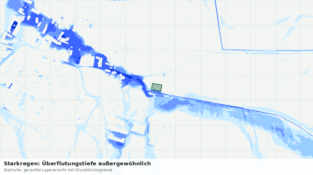 Statische Kartenansicht: Starkregen: Überflutungstiefe außergewöhnlich