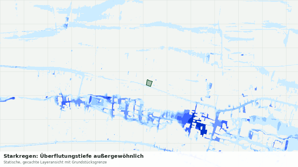 Statische Kartenansicht: Starkregen: Überflutungstiefe außergewöhnlich