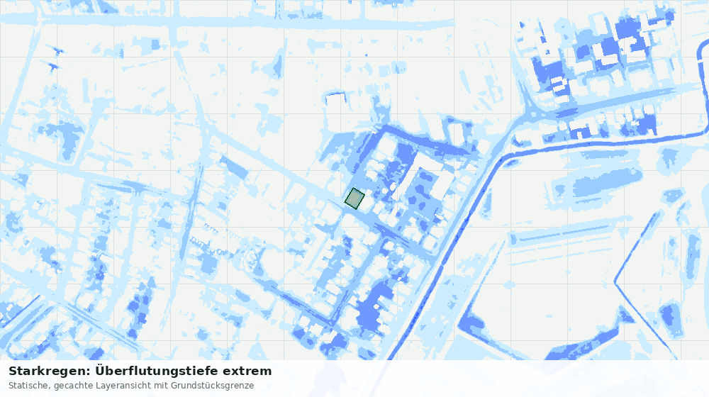 Statische Kartenansicht: Starkregen: Überflutungstiefe extrem