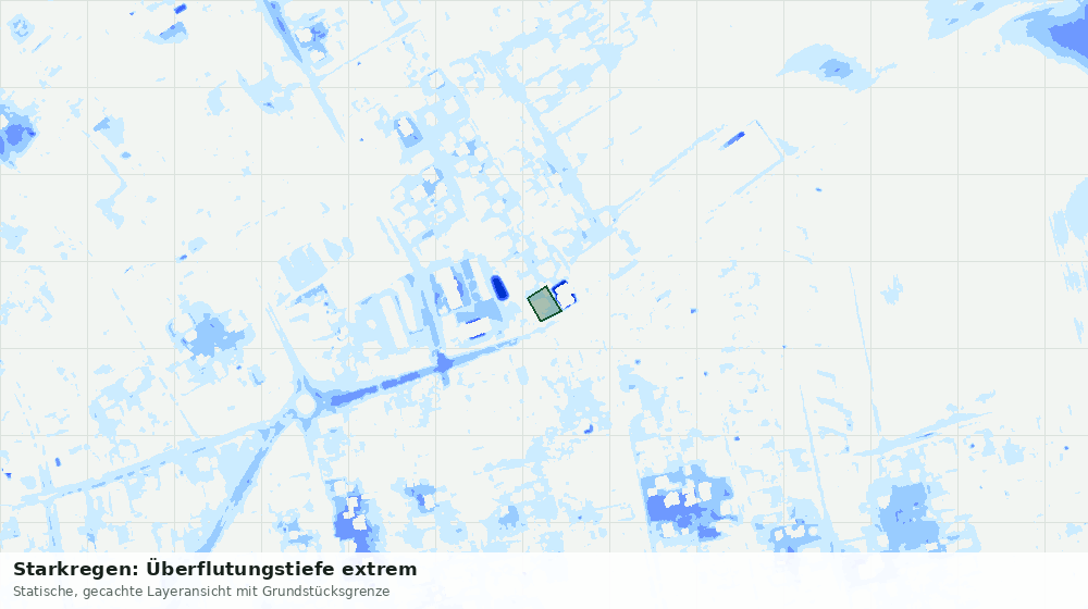 Statische Kartenansicht: Starkregen: Überflutungstiefe extrem