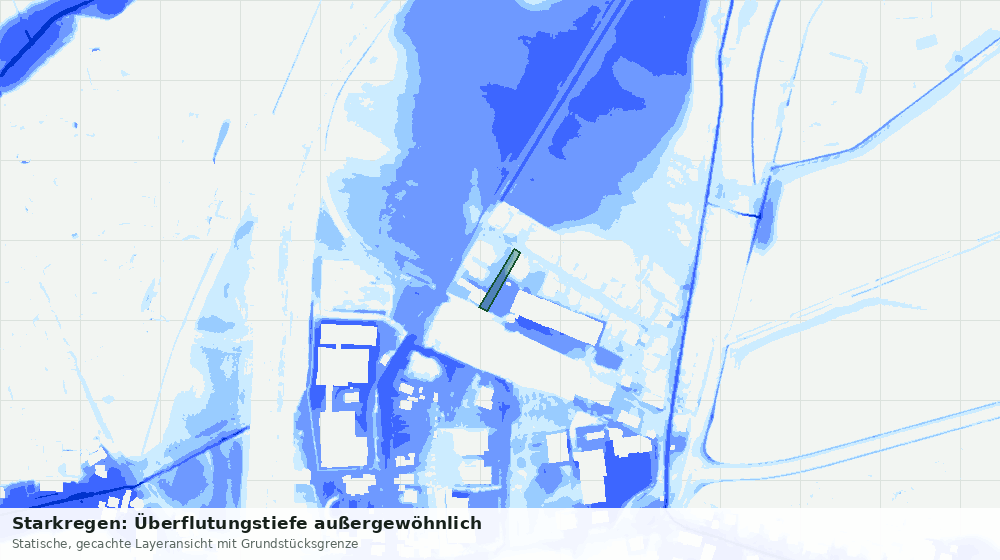 Statische Kartenansicht: Starkregen: Überflutungstiefe außergewöhnlich