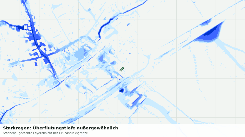 Statische Kartenansicht: Starkregen: Überflutungstiefe außergewöhnlich
