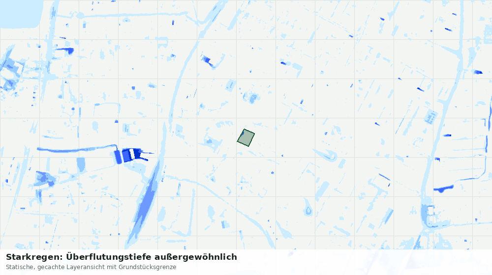 Statische Kartenansicht: Starkregen: Überflutungstiefe außergewöhnlich