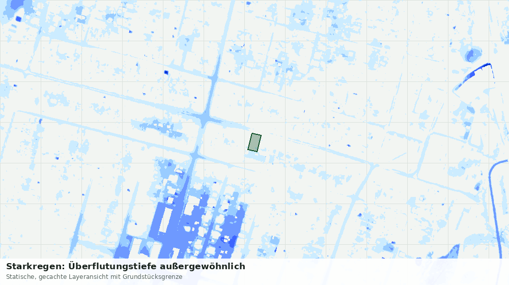 Statische Kartenansicht: Starkregen: Überflutungstiefe außergewöhnlich
