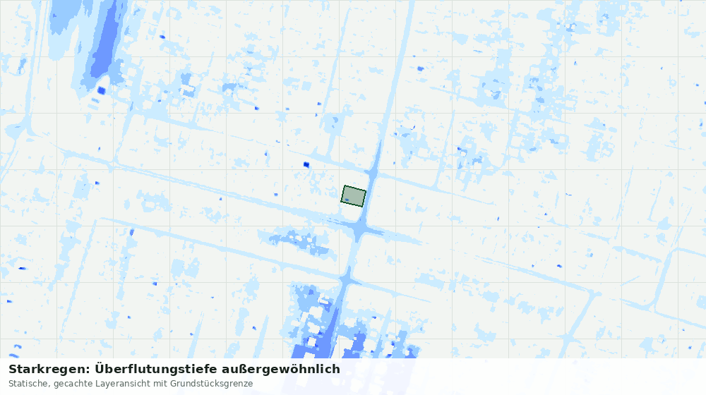 Statische Kartenansicht: Starkregen: Überflutungstiefe außergewöhnlich