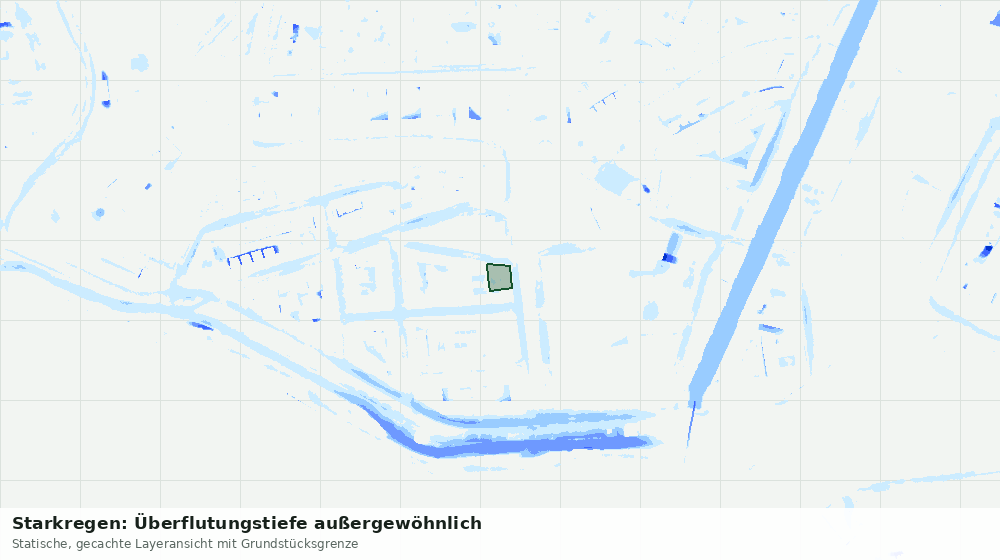 Statische Kartenansicht: Starkregen: Überflutungstiefe außergewöhnlich
