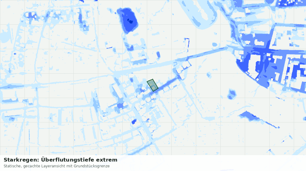 Statische Kartenansicht: Starkregen: Überflutungstiefe extrem