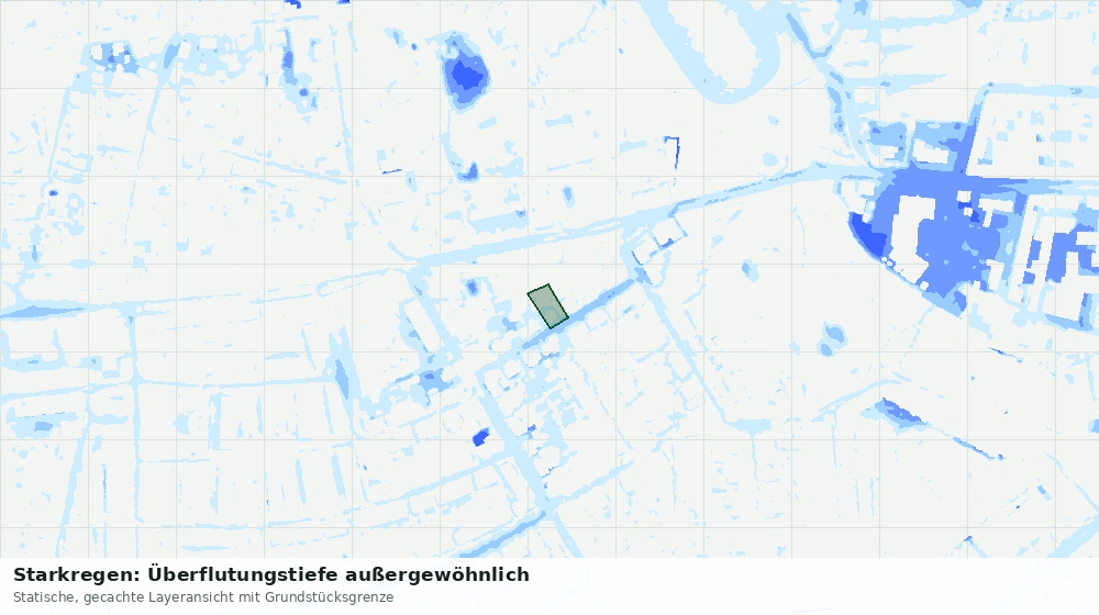 Statische Kartenansicht: Starkregen: Überflutungstiefe außergewöhnlich