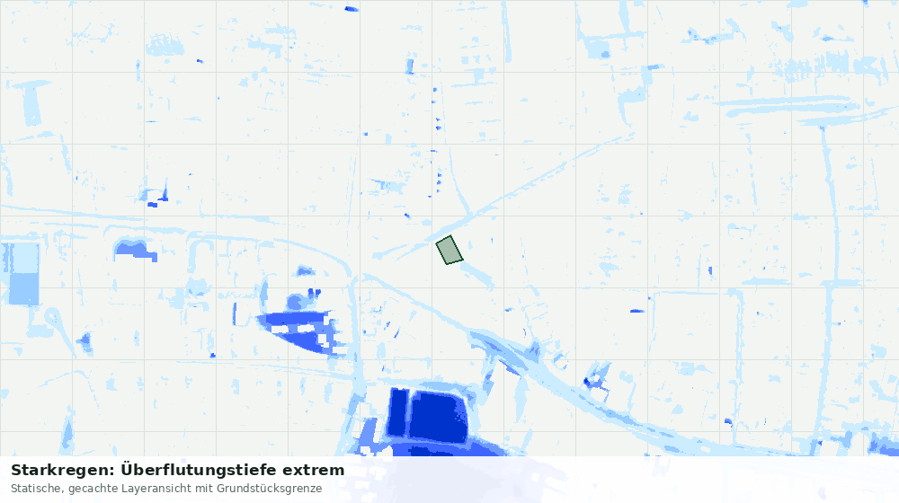 Statische Kartenansicht: Starkregen: Überflutungstiefe extrem