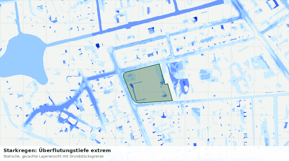 Statische Kartenansicht: Starkregen: Überflutungstiefe extrem