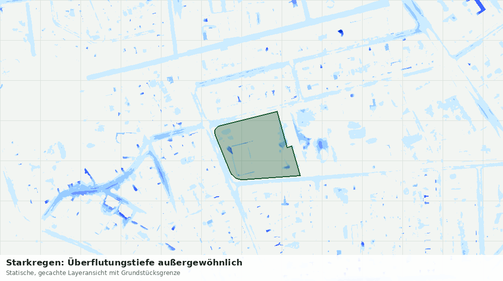 Statische Kartenansicht: Starkregen: Überflutungstiefe außergewöhnlich