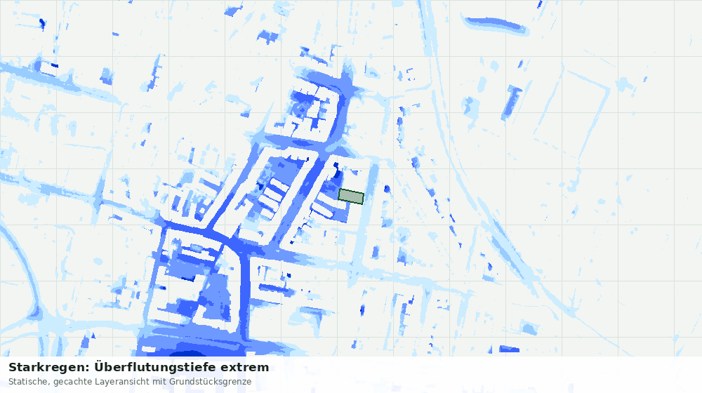 Statische Kartenansicht: Starkregen: Überflutungstiefe extrem