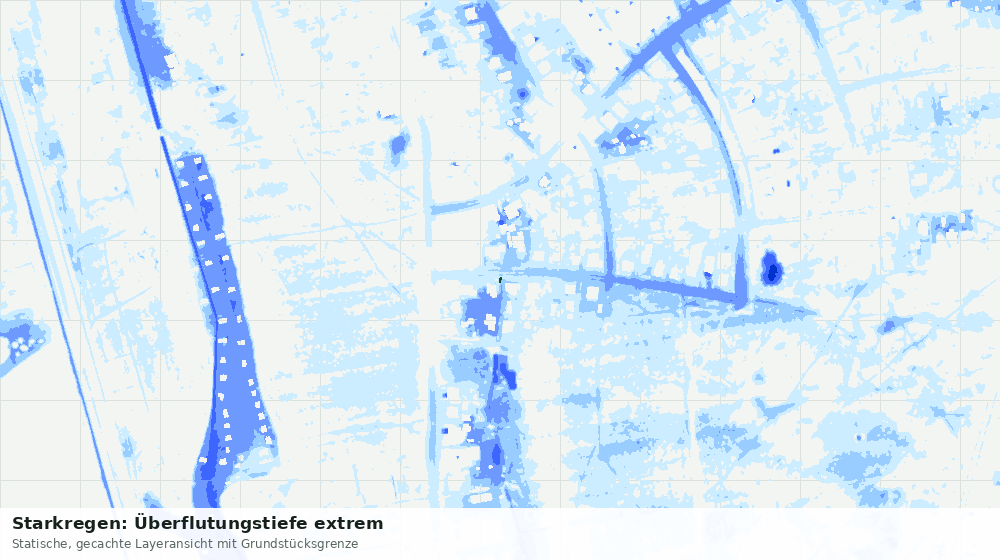 Statische Kartenansicht: Starkregen: Überflutungstiefe extrem