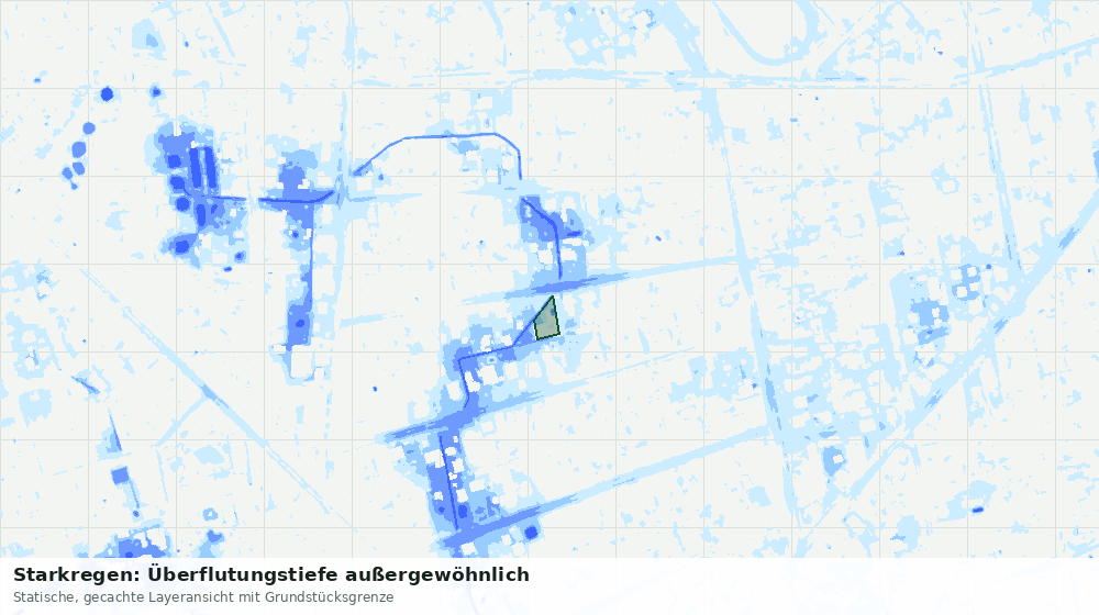 Statische Kartenansicht: Starkregen: Überflutungstiefe außergewöhnlich