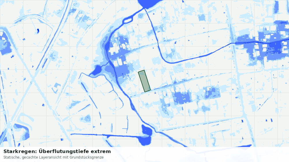 Statische Kartenansicht: Starkregen: Überflutungstiefe extrem