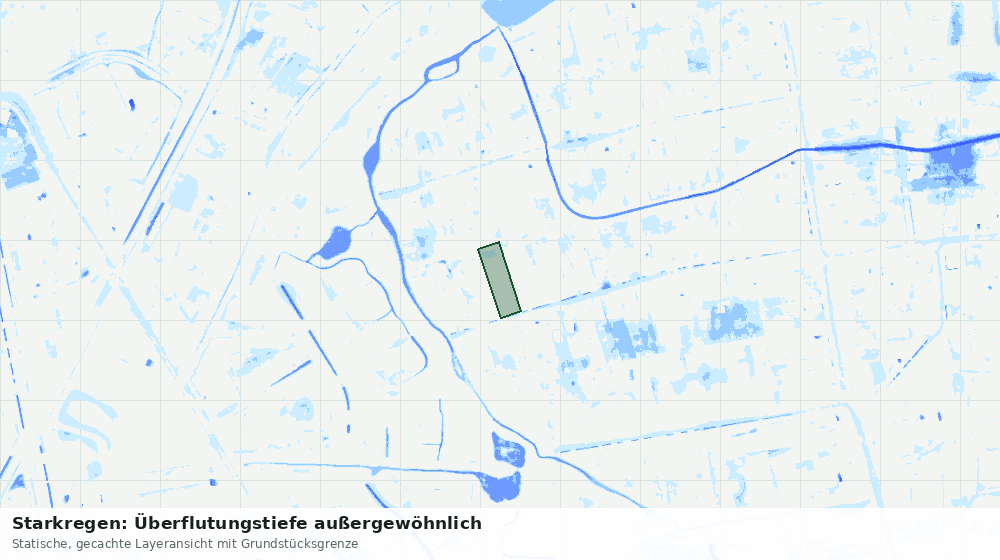 Statische Kartenansicht: Starkregen: Überflutungstiefe außergewöhnlich