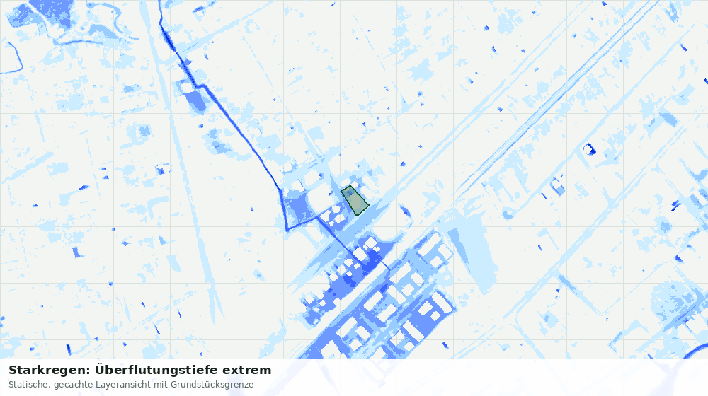 Statische Kartenansicht: Starkregen: Überflutungstiefe extrem
