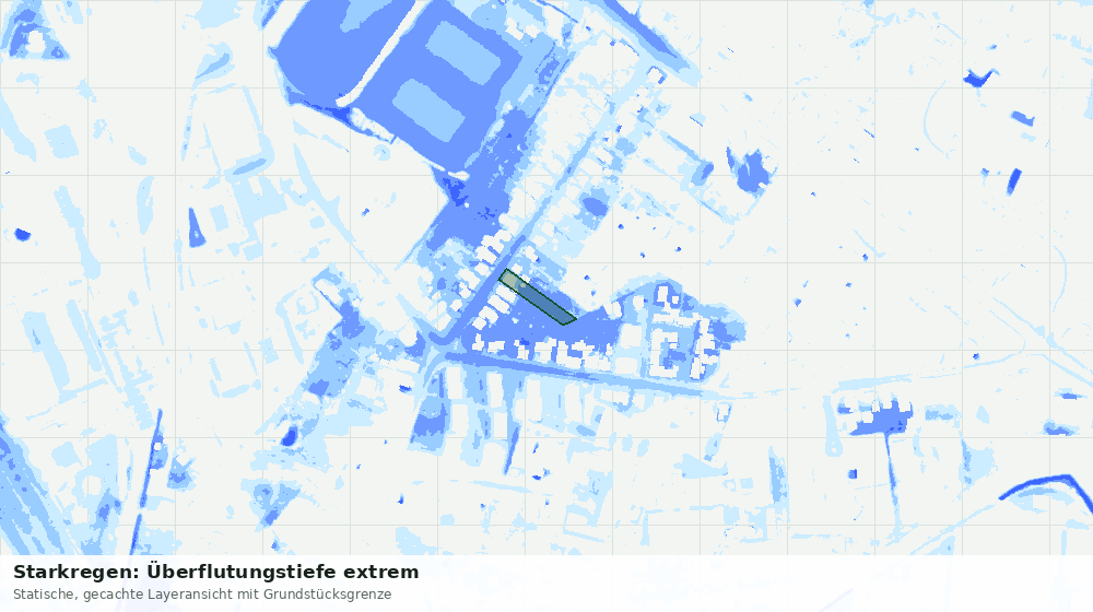 Statische Kartenansicht: Starkregen: Überflutungstiefe extrem