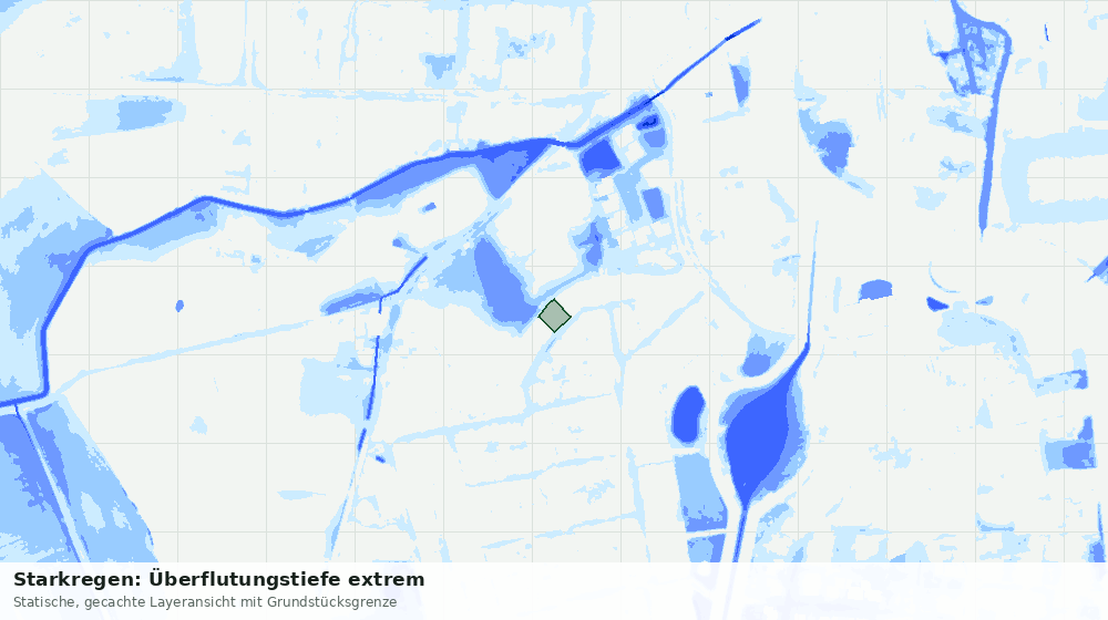 Statische Kartenansicht: Starkregen: Überflutungstiefe extrem