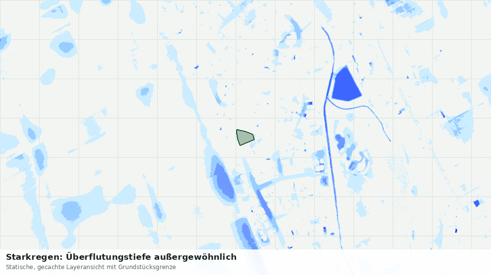 Statische Kartenansicht: Starkregen: Überflutungstiefe außergewöhnlich