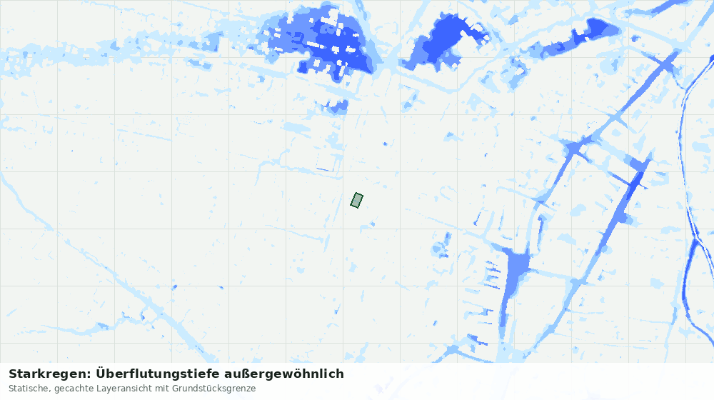 Statische Kartenansicht: Starkregen: Überflutungstiefe außergewöhnlich