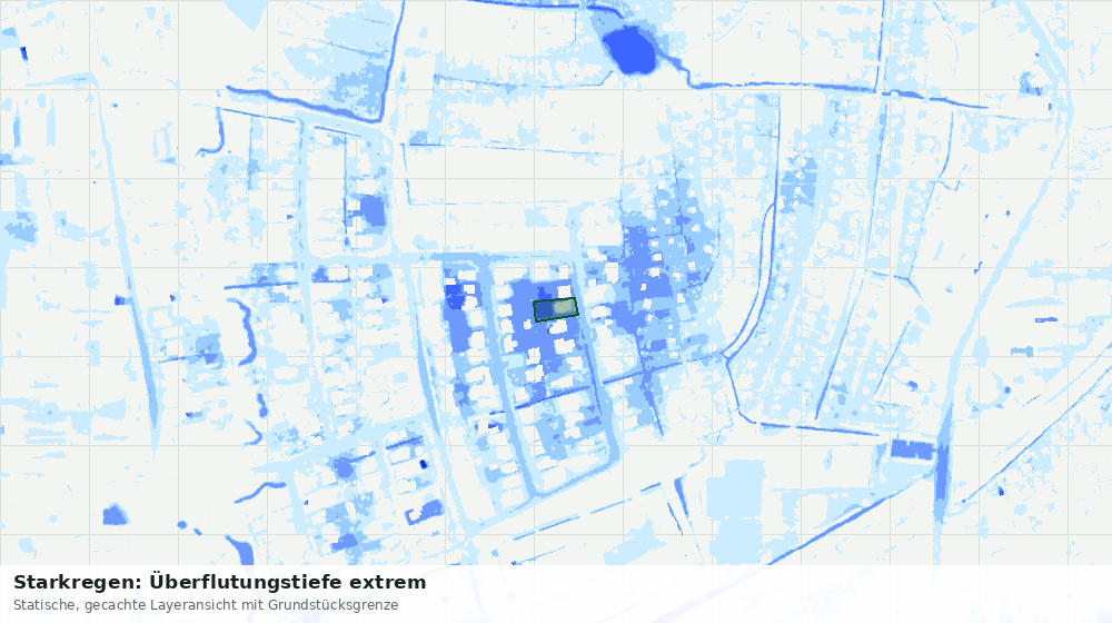 Statische Kartenansicht: Starkregen: Überflutungstiefe extrem