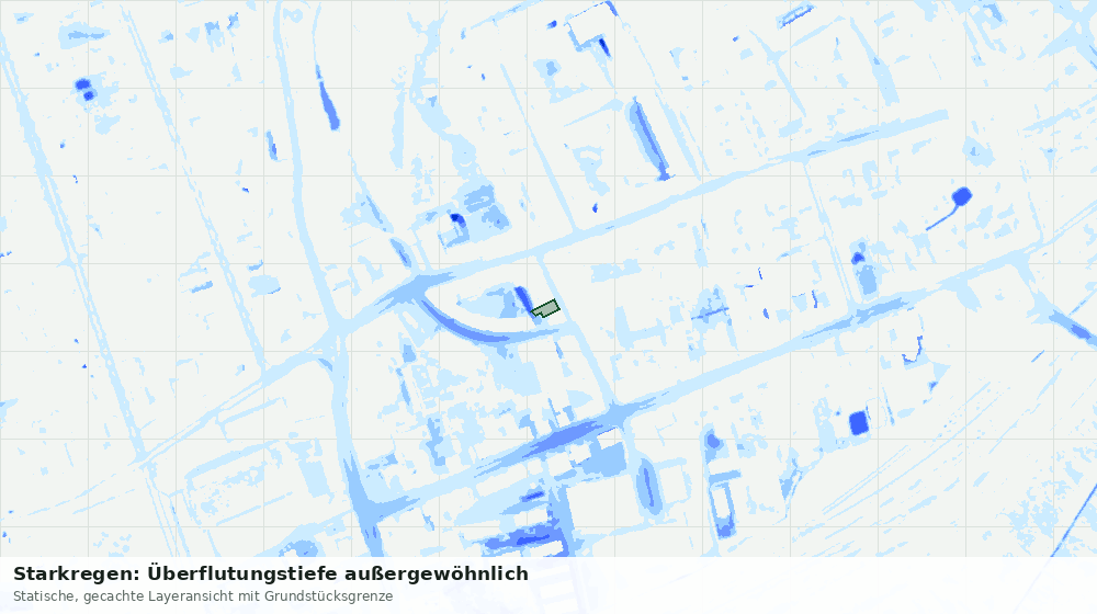 Statische Kartenansicht: Starkregen: Überflutungstiefe außergewöhnlich