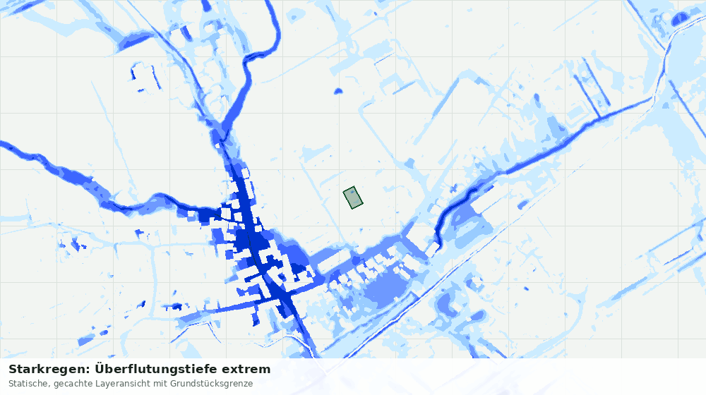 Statische Kartenansicht: Starkregen: Überflutungstiefe extrem