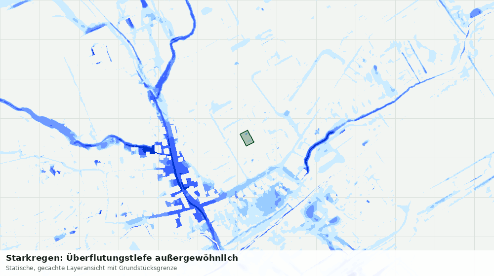 Statische Kartenansicht: Starkregen: Überflutungstiefe außergewöhnlich