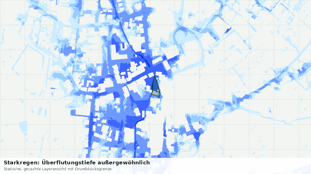 Statische Kartenansicht: Starkregen: Überflutungstiefe außergewöhnlich