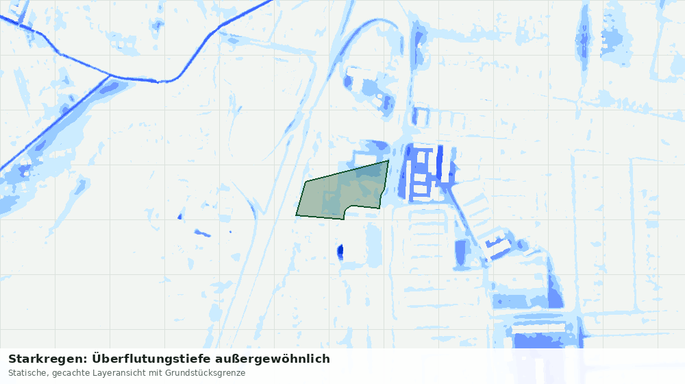 Statische Kartenansicht: Starkregen: Überflutungstiefe außergewöhnlich