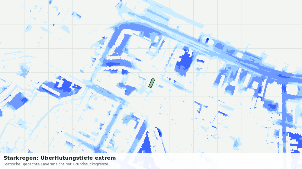 Statische Kartenansicht: Starkregen: Überflutungstiefe extrem