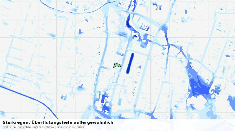 Statische Kartenansicht: Starkregen: Überflutungstiefe außergewöhnlich