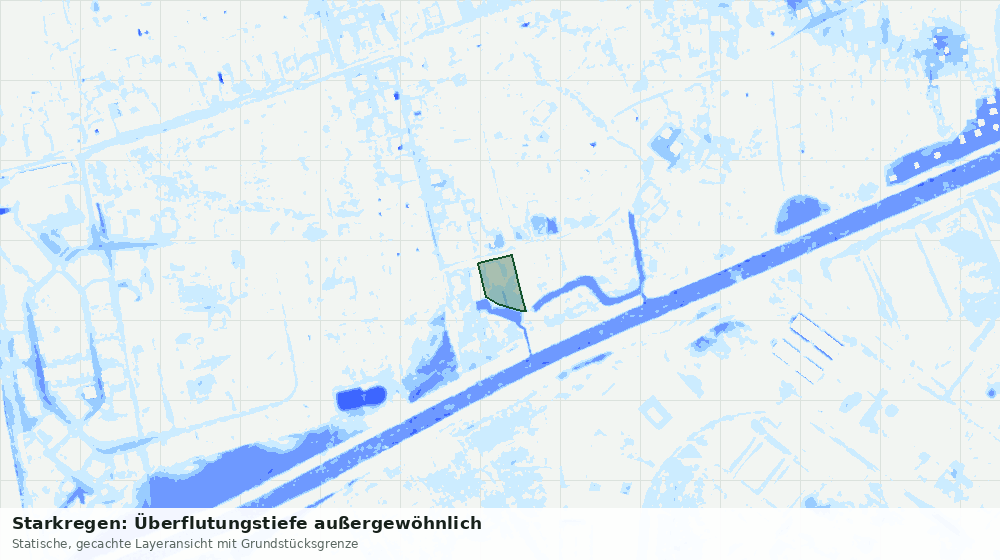 Statische Kartenansicht: Starkregen: Überflutungstiefe außergewöhnlich