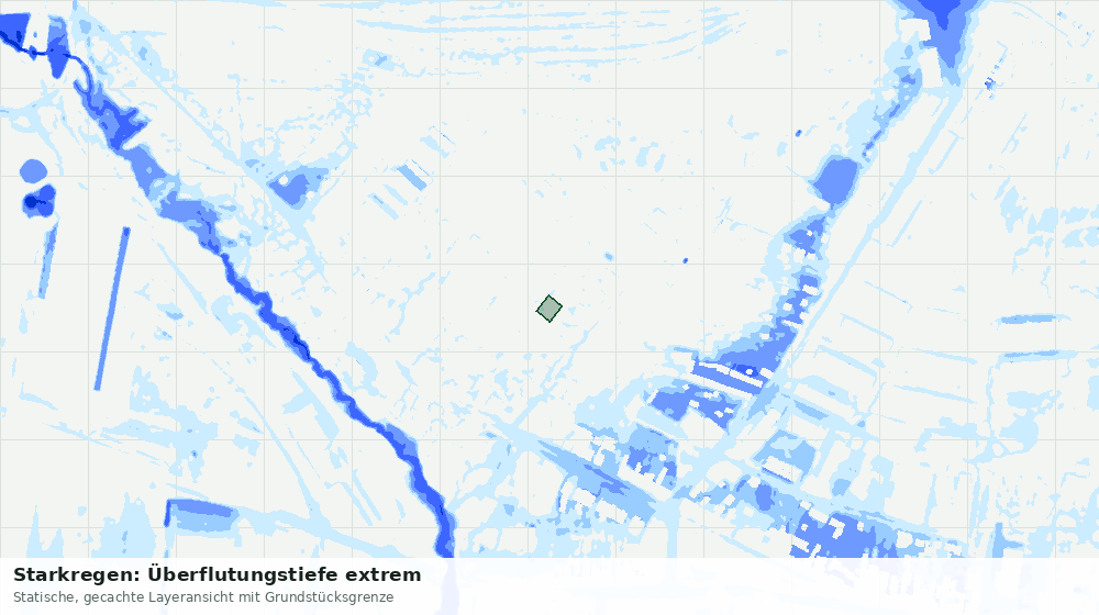 Statische Kartenansicht: Starkregen: Überflutungstiefe extrem