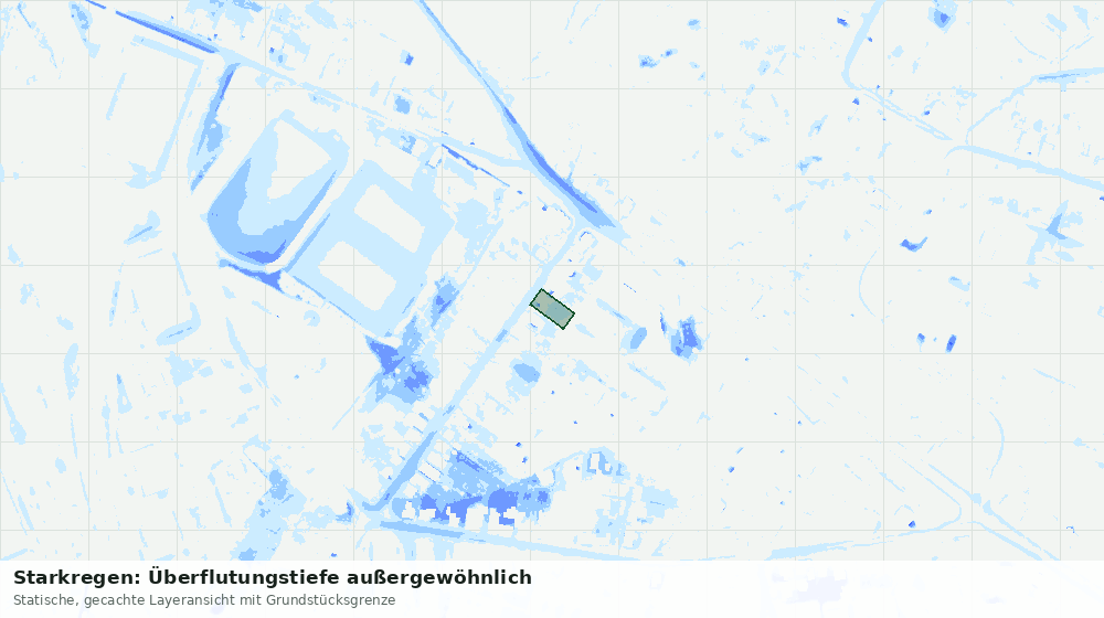 Statische Kartenansicht: Starkregen: Überflutungstiefe außergewöhnlich