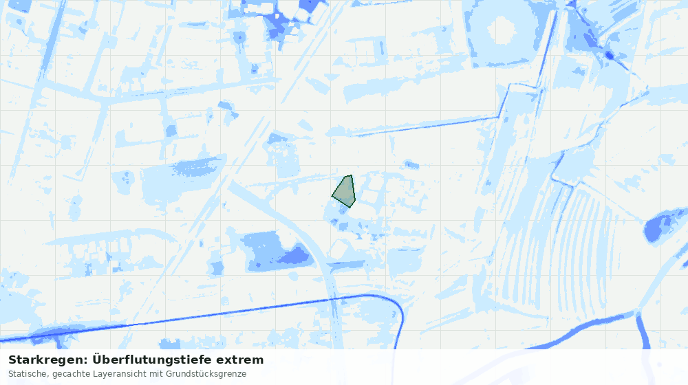 Statische Kartenansicht: Starkregen: Überflutungstiefe extrem