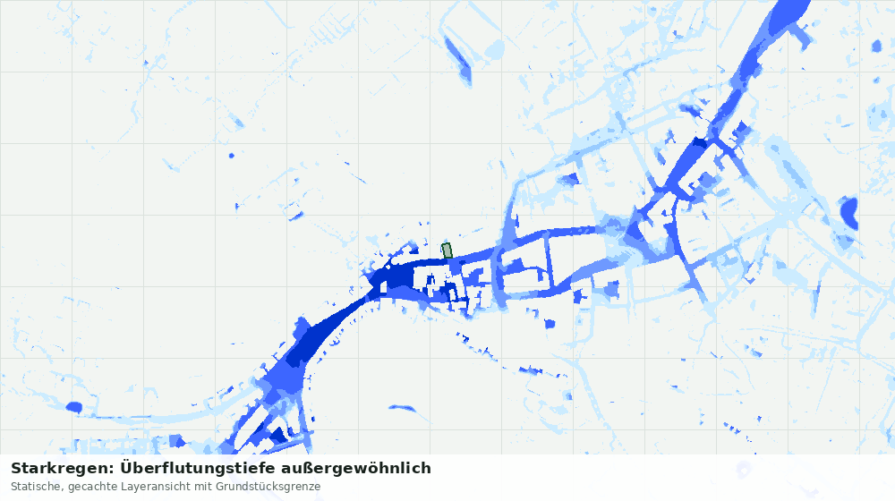 Statische Kartenansicht: Starkregen: Überflutungstiefe außergewöhnlich