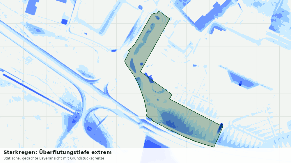 Statische Kartenansicht: Starkregen: Überflutungstiefe extrem