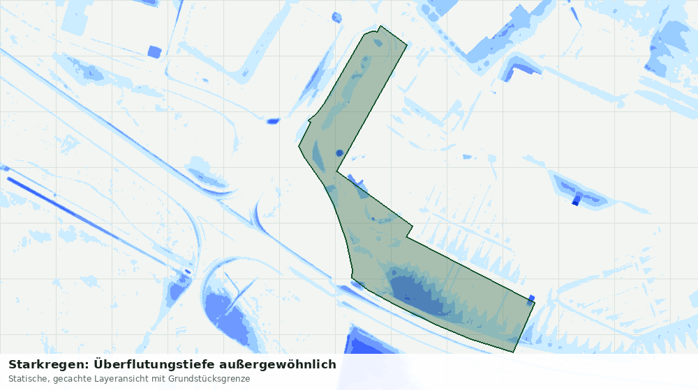 Statische Kartenansicht: Starkregen: Überflutungstiefe außergewöhnlich