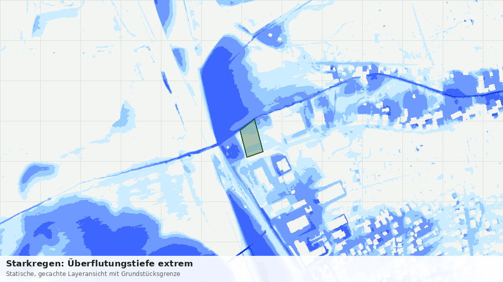 Statische Kartenansicht: Starkregen: Überflutungstiefe extrem