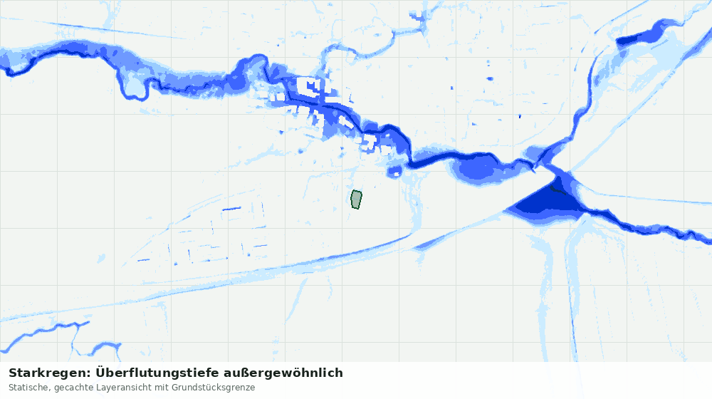 Statische Kartenansicht: Starkregen: Überflutungstiefe außergewöhnlich