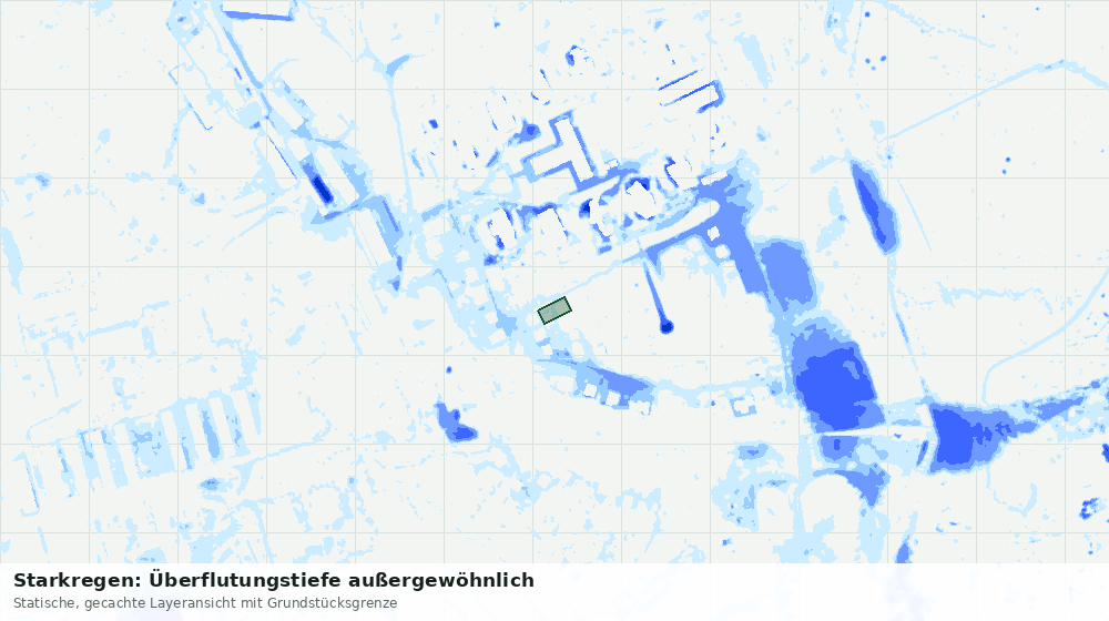 Statische Kartenansicht: Starkregen: Überflutungstiefe außergewöhnlich