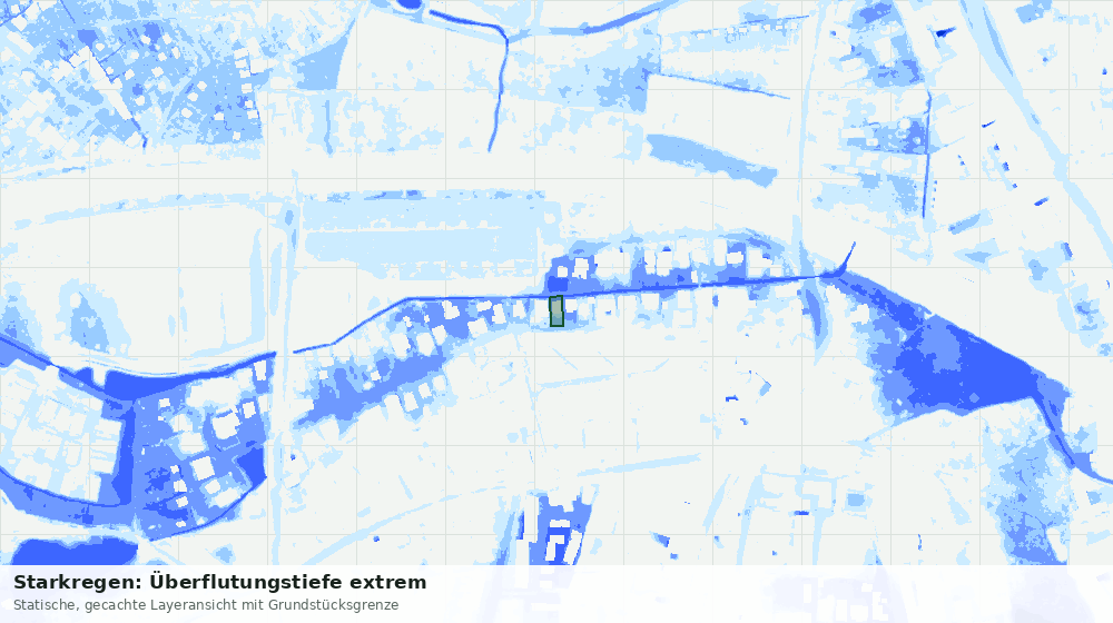 Statische Kartenansicht: Starkregen: Überflutungstiefe extrem