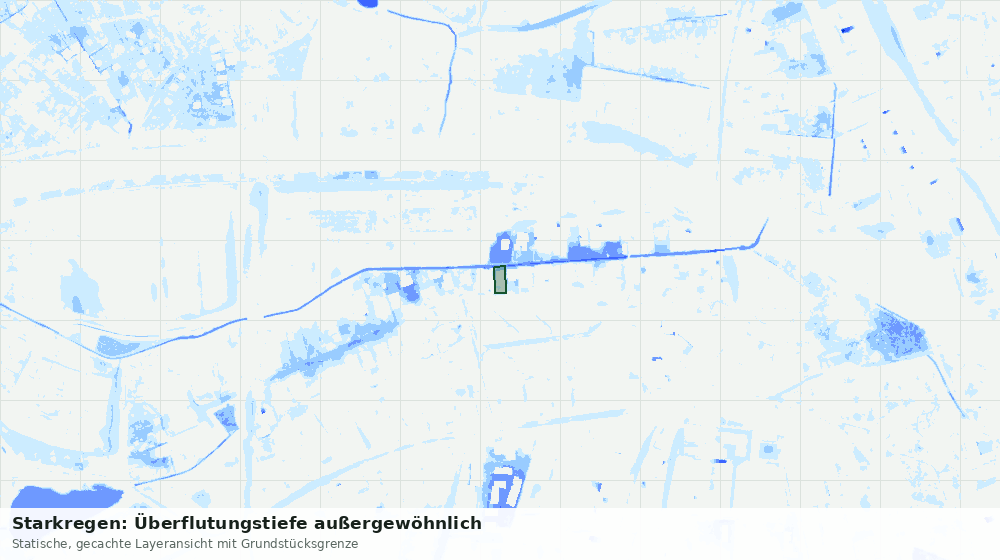 Statische Kartenansicht: Starkregen: Überflutungstiefe außergewöhnlich