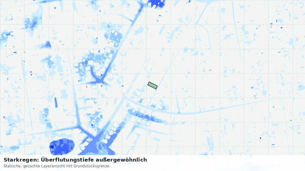 Statische Kartenansicht: Starkregen: Überflutungstiefe außergewöhnlich