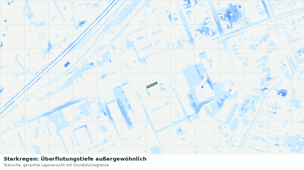 Statische Kartenansicht: Starkregen: Überflutungstiefe außergewöhnlich